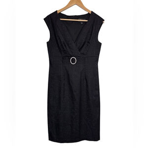 Dress Barn Midi Sleeveless Dress Black with Silver Sparkle Size 10